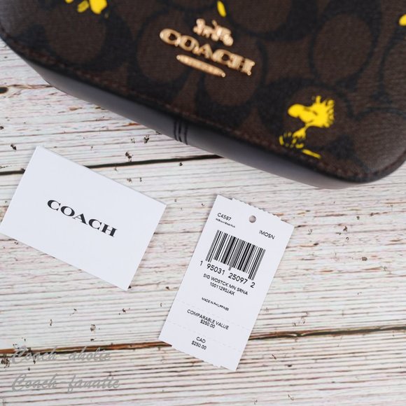 NWT Coach Coach X Peanuts Mini Serena Crossbody With Woodstock Print - Picture 13 of 13